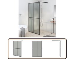vidaXL Inloopdouchescherm - 118x190 cm - Zwart Inloopdouche - Douchedeur - Glazen Douchecabine - Zwarte Douche - Badkamerspiegel