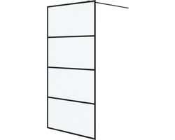 vidaXL - Inloopdouchewand - 100x195 - cm - mat - ESG-glas - zwart