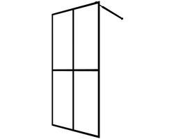 vidaXL Inloopdouchewand - 100x195 cm - Mat gehard glas Inloopdouche - Douchewand - Modern Badkamerscherm - Glazen Douchedeur - Zwarte Doucheprofielen