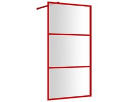 vidaXL Inloopdouchewand 115x195 cm ESG-glas rood Inloopdouche - Douchewand - ESG-glas - Reddouche - Badkamerspiegel