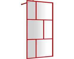 vidaXL Inloopdouchewand - 115x195 cm - ESG glas - Rood Inloopdouche - Douchewand - ESG-glas - Rode Douchewand - Badkamerspiegel