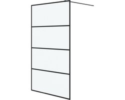 vidaXL - Inloopdouchewand - 115x195 - cm - mat - ESG-glas - zwart