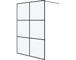 vidaXL - Inloopdouchewand - 140x195 - cm - mat - ESG-glas - zwart