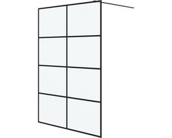 vidaXL - Inloopdouchewand - 140x195 - cm - mat - ESG-glas - zwart