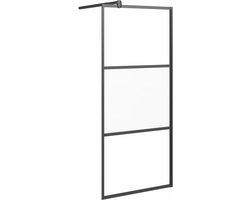 vidaXL - Inloopdouchewand - 80x195 - cm - halfmat - ESG-glas - zwart