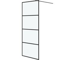 vidaXL - Inloopdouchewand - 80x195 - cm - mat - ESG-glas - zwart