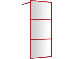 vidaXL Inloopdouchewand - 80x195 cm - Rood - ESG-glas Inloopdouche - Douchewand - ESG-glas - Reddouchedeur - Badkamermeubel