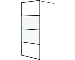 vidaXL - Inloopdouchewand - 90x195 - cm - halfmat - ESG-glas - zwart