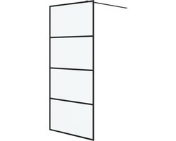 vidaXL - Inloopdouchewand - 90x195 - cm - mat - ESG-glas - zwart