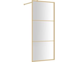 vidaXL Inloopdouchewand Goud 80x195 cm ESG-glas Inloopdouche - Douchewand - Glazen Douchedeur - Badkamerspiegel - Badkamermeubels