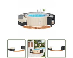 vidaXL Jacuzzi Rand - Hot Tub Ombouw - Hottub-ombouw poly rattan en massief acaciahout zwart - Tuinset - Lounge Set - Buitendrankset