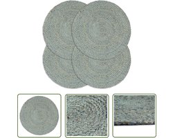 vidaXL Jute Placemats - Placemats - Placemats 4 st rond 38 cm jute olijfgroen - Groene Placemats - Decoratieve Placemats - Eetkamer Accessoires