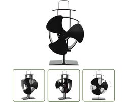 vidaXL Kacheltoebehoren - Houtkachelventilator - Kachelventilator met 3 vinnen zwart - Elektrische Kachel - Kamervoorziening - Warme Woning