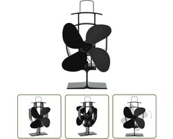 vidaXL Kacheltoebehoren - Houtkachelventilator - Kachelventilator met 4 vinnen zwart - Elektrische Kachel - Kamervoorwarming - Warme Radiator