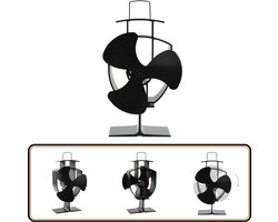 vidaXL Kachelventilator - 3 vinnen - Zwart - Aluminium Houtkachel Ventilatoren - Kachel Ventilator - Kamervent - Warmtecirculatie - Elektrische Kachel Alternatief
