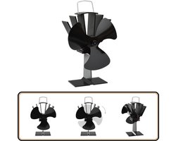 vidaXL Kachelventilator 3 vinnen zwart aluminium Houtkachelventilator - Kachelventilator - Ventilatoren - Kamervent - Warme Woning