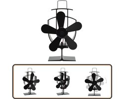vidaXL Kachelventilator 5 vinnen zwart aluminium Houtkachel Ventilator - Kachel Accessoires - Ventilatoren - Kamervoorwarming - Warme Lucht