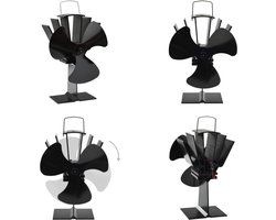 vidaXL Kachelventilator met 3 vinnen zwart - Kachelventilator - Kachelventilators - Kachelventilatoren - Haardventilator