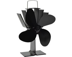 vidaXL - Kachelventilator - met - 4 - vinnen - zwart