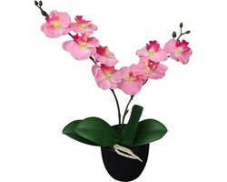 vidaXL Kamerplant - Kunstorchidee - Kunstplant orchidee met pot 30 cm roze - Synthetische Plant - Plastic Plant - Roze Bloem
