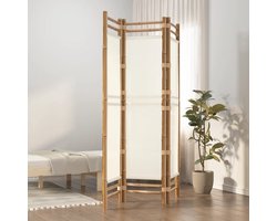 vidaXL - Kamerscherm - 3-panelen - inklapbaar - 120 - cm - bamboe - en - canvas