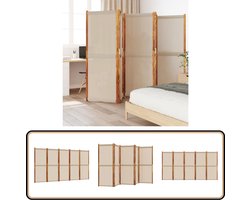 vidaXL Kamerscherm 5 panelen - 350x180 cm - Taupe Kamerscherm - Scheidingswand - Acaciahout - Taupe - Buitenschildering