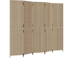 vidaXL - Kamerscherm - 5 - panelen - poly - rattan - beige