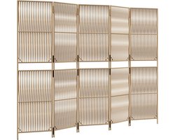 vidaXL - Kamerscherm - 5 - panelen - poly - rattan - beige