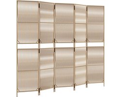vidaXL - Kamerscherm - 5 - panelen - poly - rattan - beige
