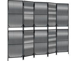 vidaXL - Kamerscherm - 5 - panelen - poly - rattan - zwart