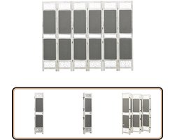 vidaXL Kamerscherm - 6 Panelen - 210x165 cm - Grijs Kamerscherm - Scheidingswand - Privacy Screen - Stoffen Kamerscherm - Grijze Kamerscherm