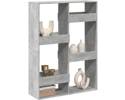 vidaXL Kamerscherm - 6 Schappen - Betongrijs - Hout Kamerscherm - Kamerschermen - Scheidingswand - Kamerverdeler