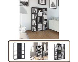 vidaXL Kamerscherm Boekenkast - 100x24x140 cm - Grijs Kamerscherm - Boekenplank - Boekenkast - Opslagoplossing - Grijze Meubels
