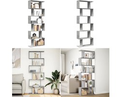 vidaXL Kamerscherm / boekenkast 6-laags 70x24x193 cm hout betongrijs - Boekenkast - Boekenkasten - Boeken Plank - Schappenkast