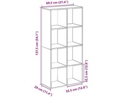 vidaXL - Kamerscherm - / - boekenkast - 69,5x29x137,5 - cm - hout - artisanaal - eiken
