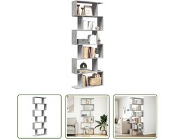 vidaXL Kamerscherm - Boekenkast - Kamerscherm / boekenkast 6-laags 70x24x193 cm hout betongrijs - Opbergkast - Houten Kast - Betongrijs