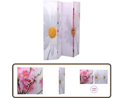 vidaXL Kamerscherm - Inklapbaar - Bloem - 160x170 cm Kamerscherm - Scheidingswand - Ruimteverdeler - Pvc Wanddecoratie - Bloemetjes Design