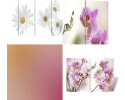 vidaXL Kamerscherm inklapbaar bloem 217x170 cm - Scheidingswand - Scheidingswanden - Ruimteverdeler - Ruimteverdelers