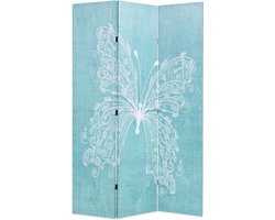 vidaXL - Kamerscherm - inklapbaar - vlinder - 120x170 - cm - blauw