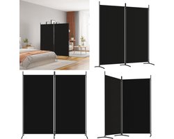 vidaXL Kamerscherm met 2 panelen 175x180 cm stof zwart - Kamerscherm - Kamerschermen - Scheidingswand - Ruimteverdeler