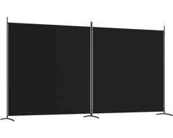 vidaXL - Kamerscherm - met - 2 - panelen - 348x180 - cm - stof - zwart