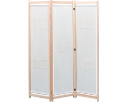 vidaXL - Kamerscherm - met - 3 - panelen - 120x170x4 - cm - stof - crème