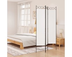 vidaXL - Kamerscherm - met - 3 - panelen - 120x200 - cm - stof - wit