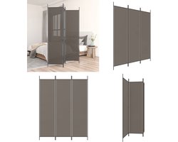 vidaXL Kamerscherm met 3 panelen 150x200 cm stof antracietkleurig - Kamerscherm - Kamerschermen - Scheidingswand - Ruimteverdeler