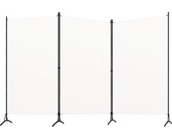 vidaXL - Kamerscherm - met - 3 - panelen - 260x180 - cm - stof - wit