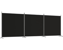 vidaXL - Kamerscherm - met - 3 - panelen - 525x180 - cm - stof - zwart