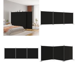 vidaXL Kamerscherm met 3 panelen 525x180 cm stof zwart - Kamerscherm - Kamerschermen - Scheidingswand - Ruimteverdeler