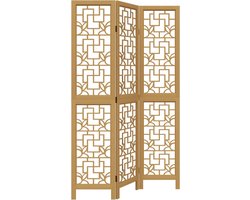 vidaXL - Kamerscherm - met - 3 - panelen - massief - paulowniahout - bruin