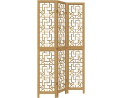 vidaXL - Kamerscherm - met - 3 - panelen - massief - paulowniahout - bruin