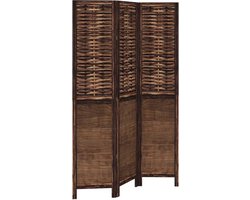vidaXL - Kamerscherm - met - 3 - panelen - massief - paulowniahout - donkerbruin